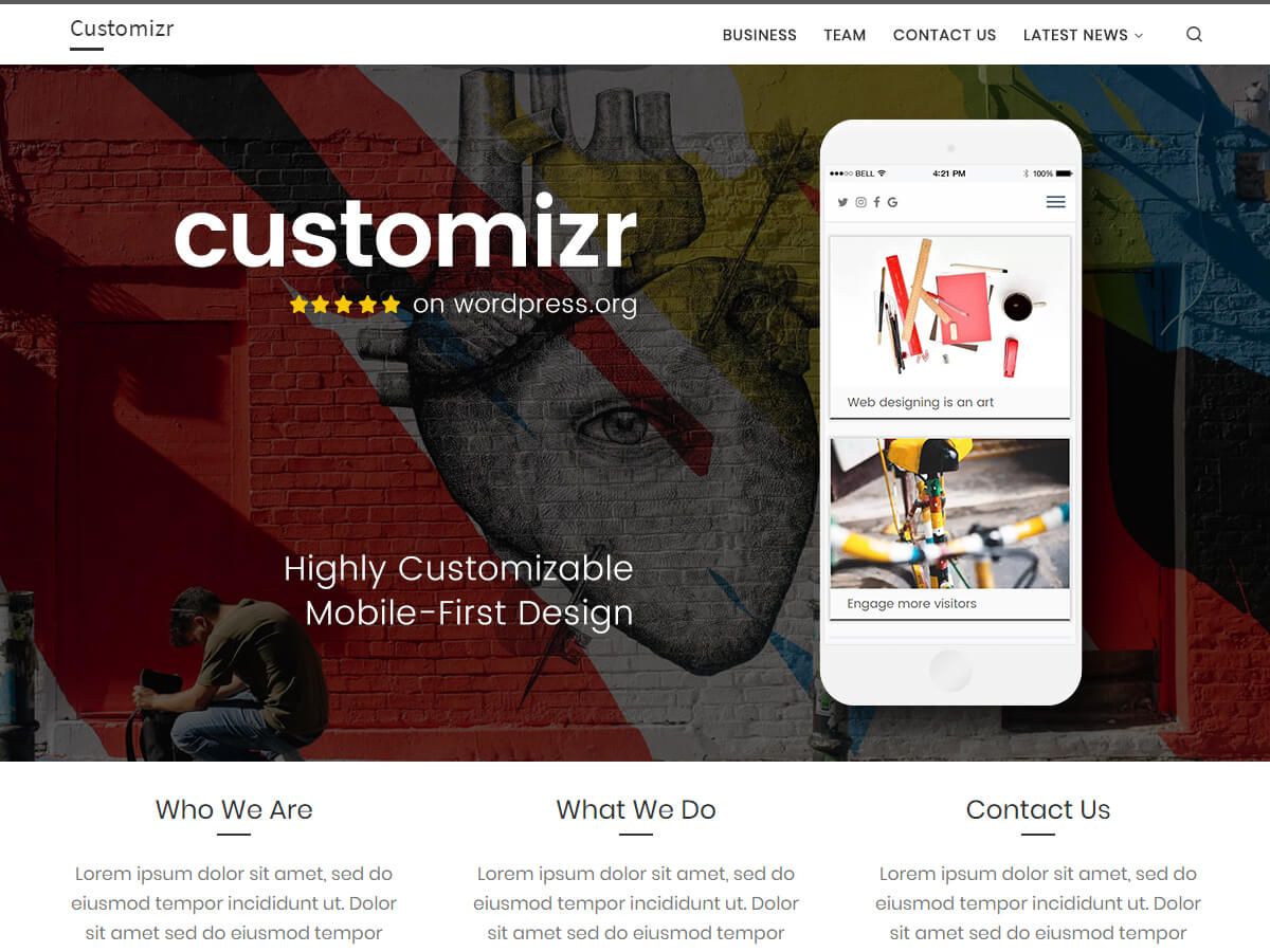 Customizr es un tema limpio y adaptable